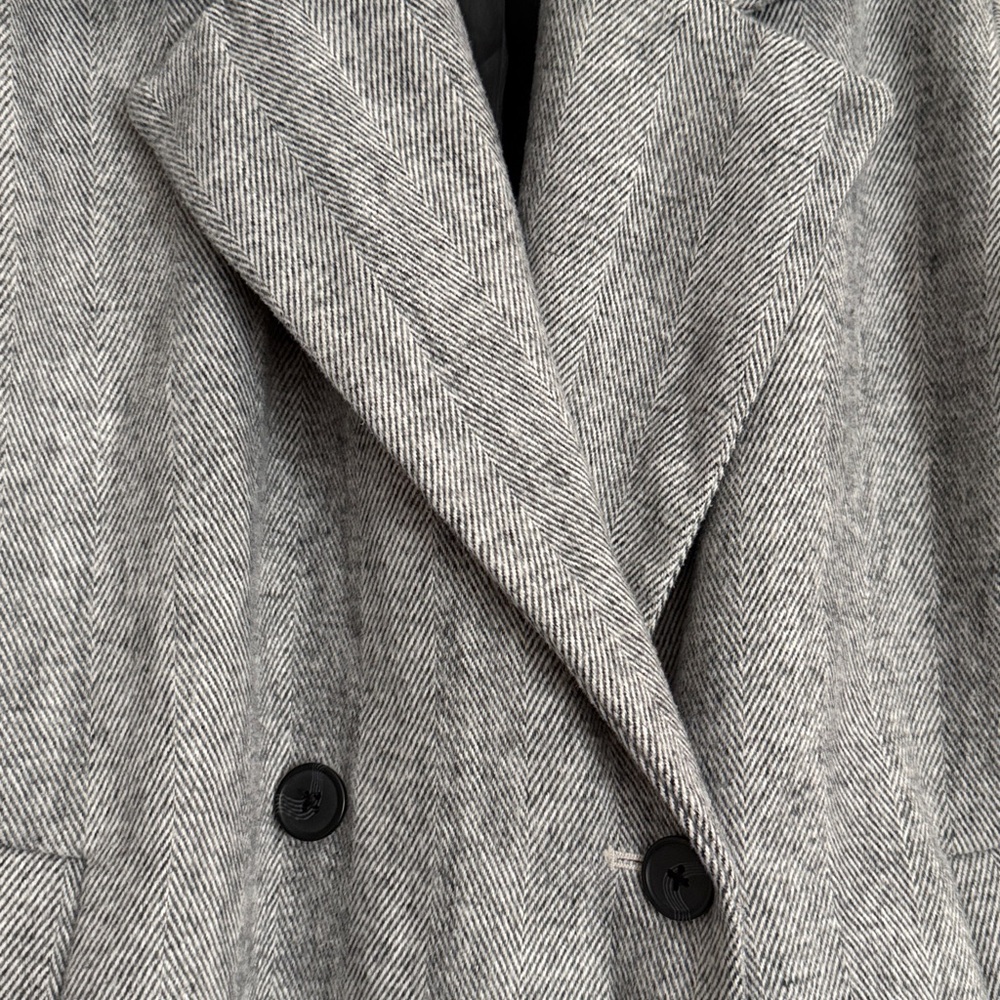 Old Navy long slouchy double-breasted coat Jacket small tall grey Houndstooth - Picture 12 of 14